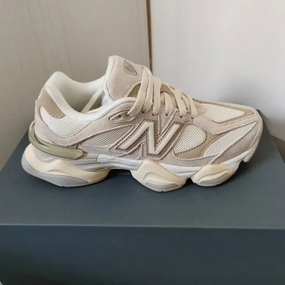 New Balance 9060 Cream Sneakers - Picture 3 of 7